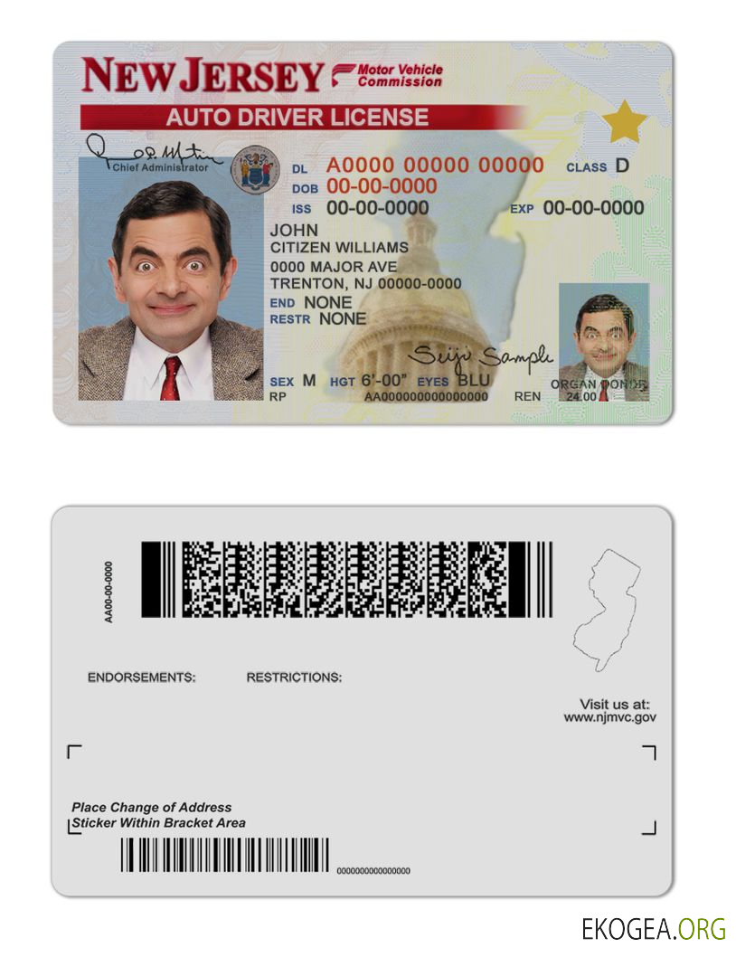 USA New Jersey driving license